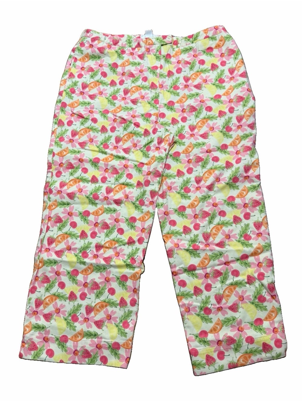 Christopher and Banks Vintage Fruit Print Capri Pants Size 14 Colorful Spring